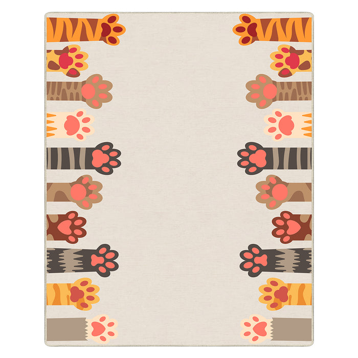 Airgugu KidSpace Delight Pink Cat Footprints Gray Rug