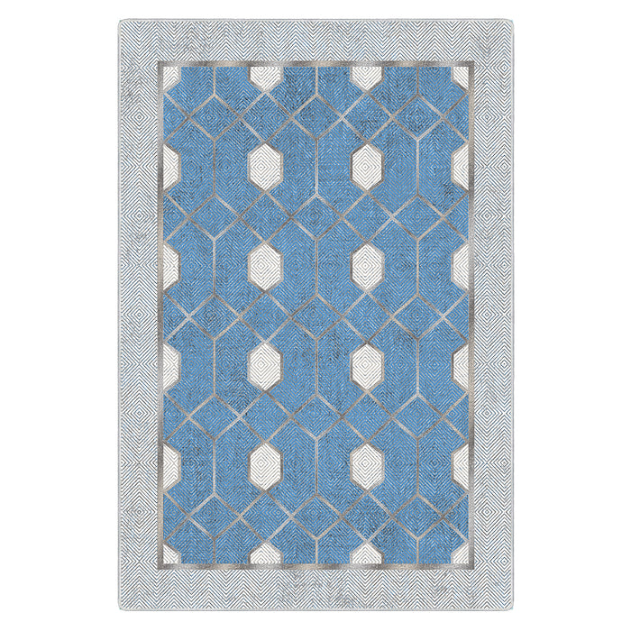 Airgugu Modern Minimalist  Blue Washable Bordered Area Rug