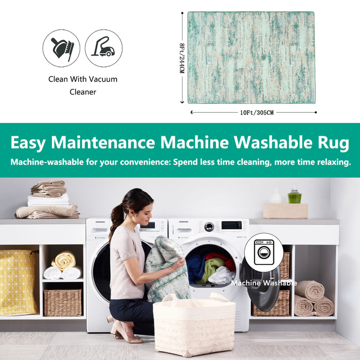 Airgugu Earth Garden Irregular Green Striped Rug