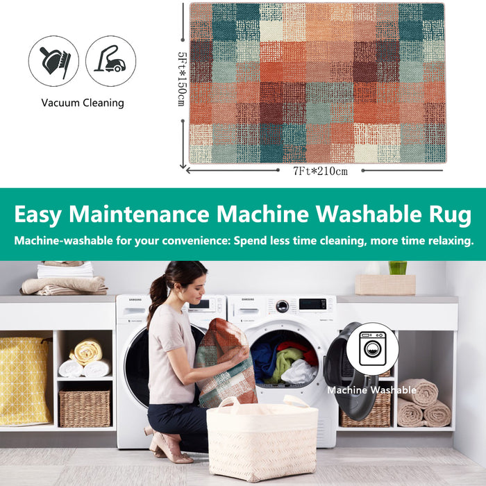 Airgugu Earth Garden Gradient Color Grid Rug