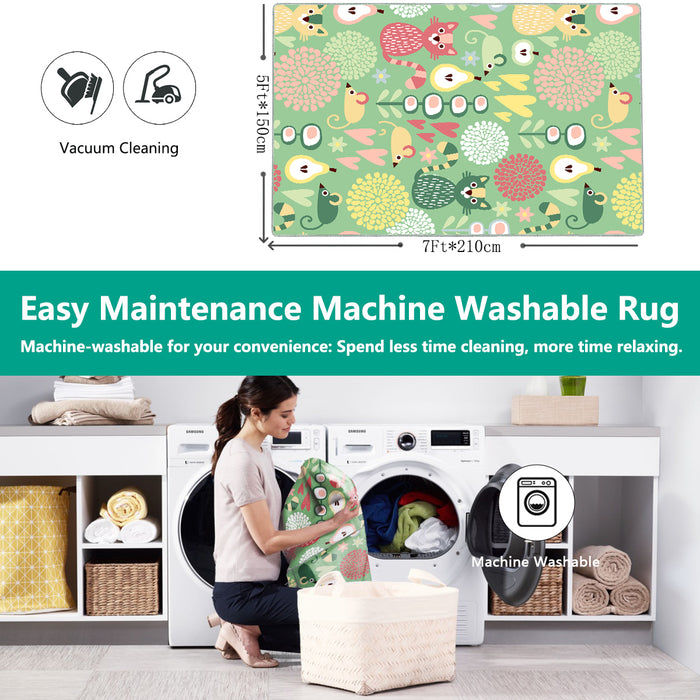 Airgugu KidSpace Delight Green Cartoon Printed Rug