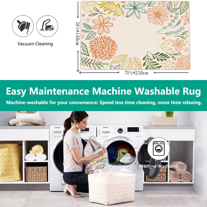 Airgugu KidSpace Delight Beige Vibrant Botanical Print Rug