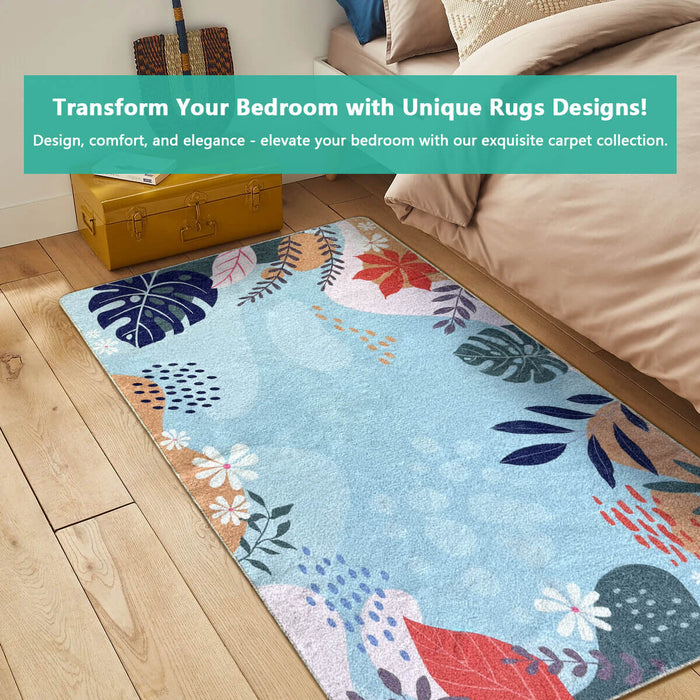 Airgugu Earth Garden Colorful Plant Blue Rug