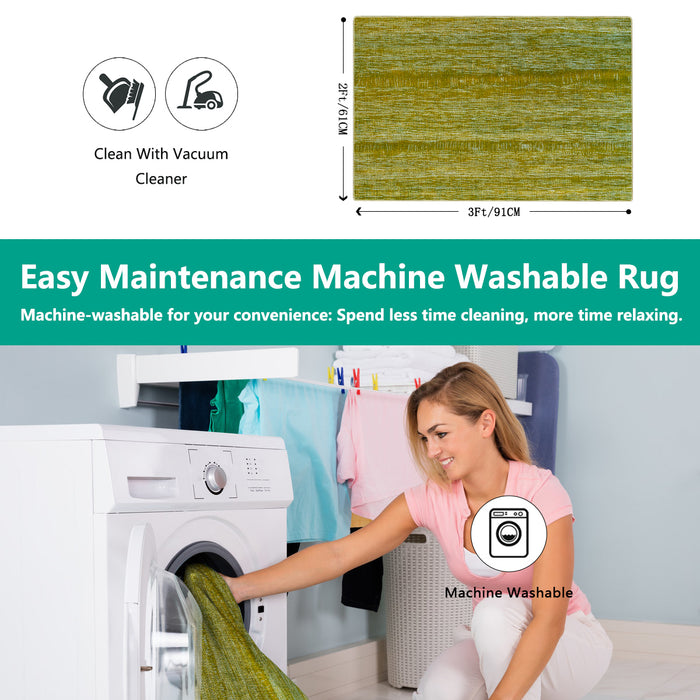 Airgugu Earth Garden Green Distressed Striped Rug
