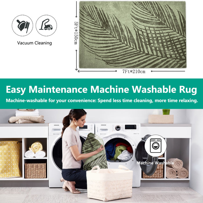 Airgugu Modern Minimalist Distressed Green Fern Rug