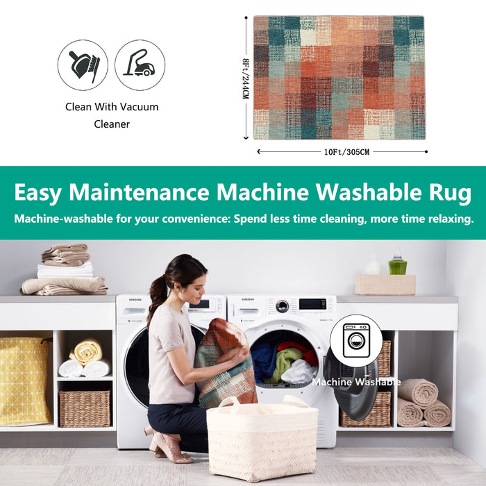 Airgugu Earth Garden Gradient Color Grid Rug