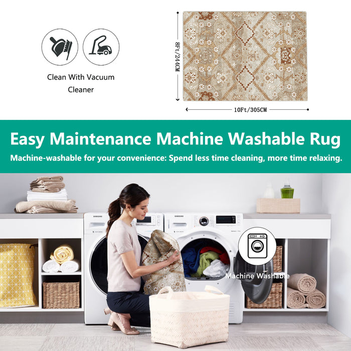 Airgugu Modern Minimalist Distressed Floral Print Rug
