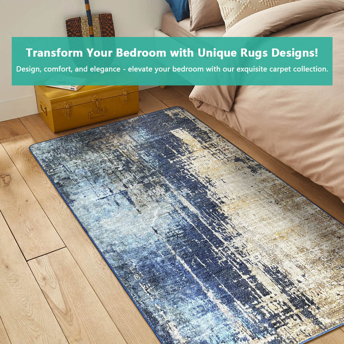 Airgugu Modern Minimalist Blue Brown Ink Rug