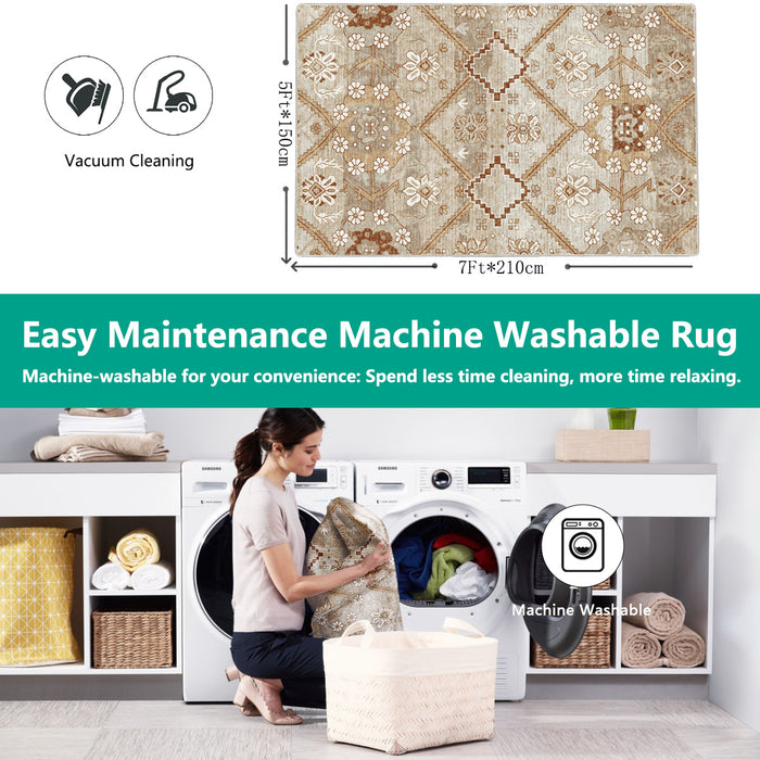 Airgugu Modern Minimalist Distressed Floral Print Rug