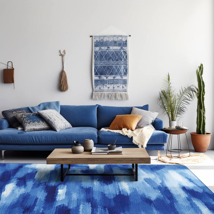 Airgugu Modern Minimalist Blue & White Ink Rug