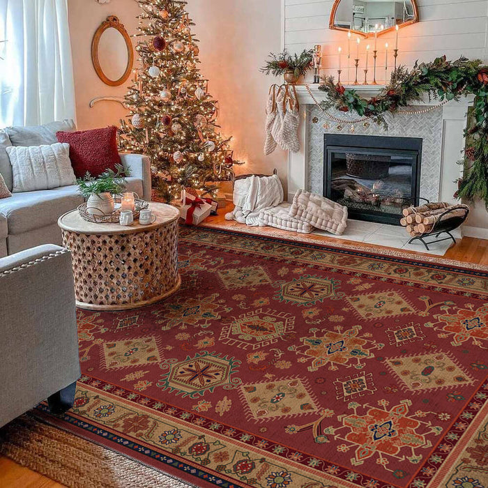 Airgugu Heritage Classique Burgundy Medallion Retro Rug