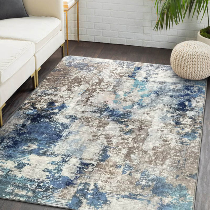 Airgugu Modern Minimalist Blue Gray Ink Rug
