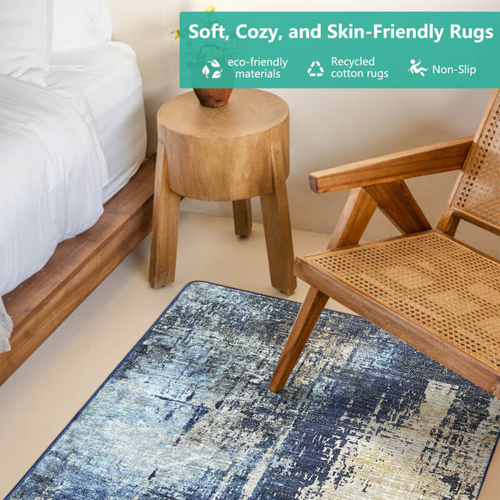 Airgugu Modern Minimalist Blue Brown Ink Rug