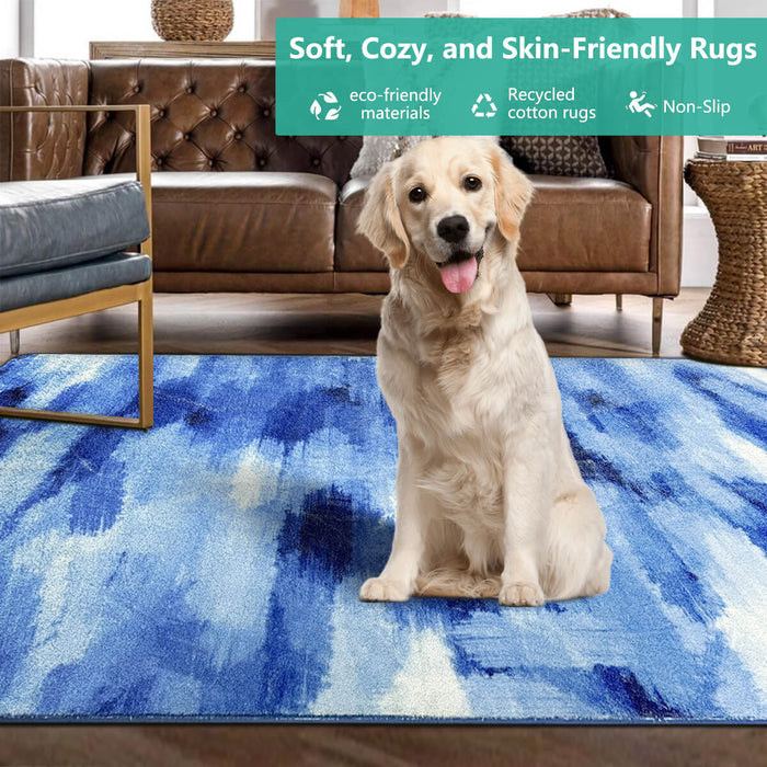 Airgugu Modern Minimalist Blue & White Ink Rug