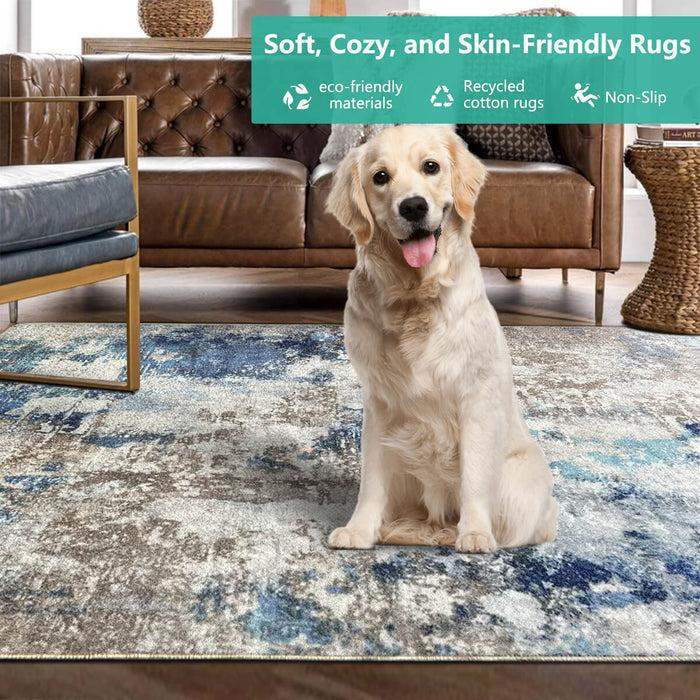 Airgugu Modern Minimalist Blue Gray Ink Rug