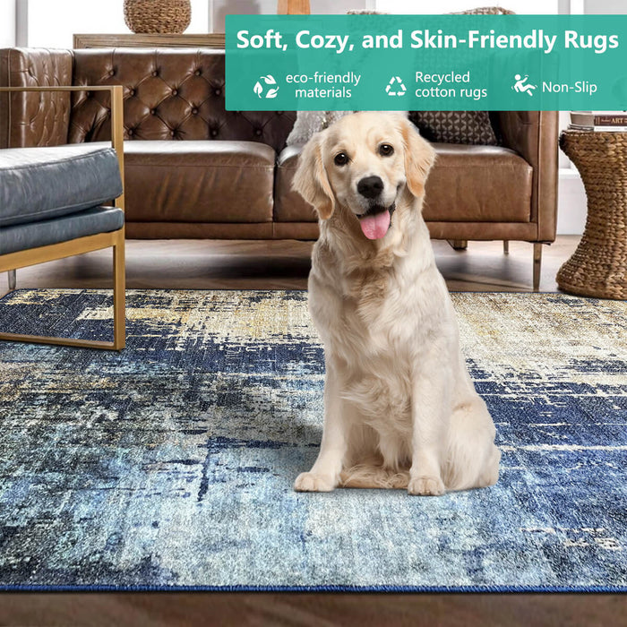 Airgugu Modern Minimalist Blue Brown Ink Rug