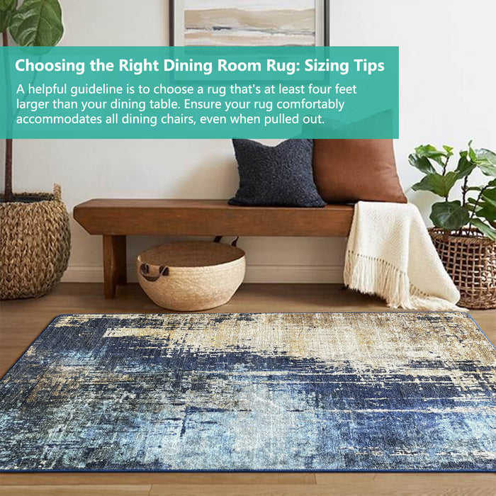 Airgugu Modern Minimalist Blue Brown Ink Rug