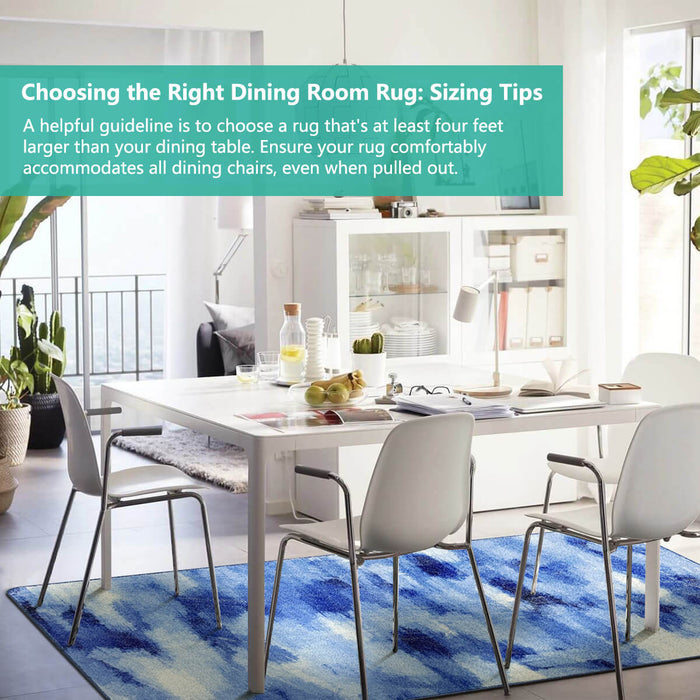 Airgugu Modern Minimalist Blue & White Ink Rug