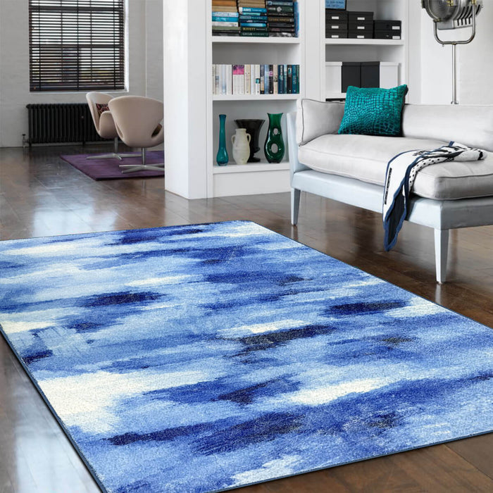 Airgugu Modern Minimalist Blue & White Ink Rug