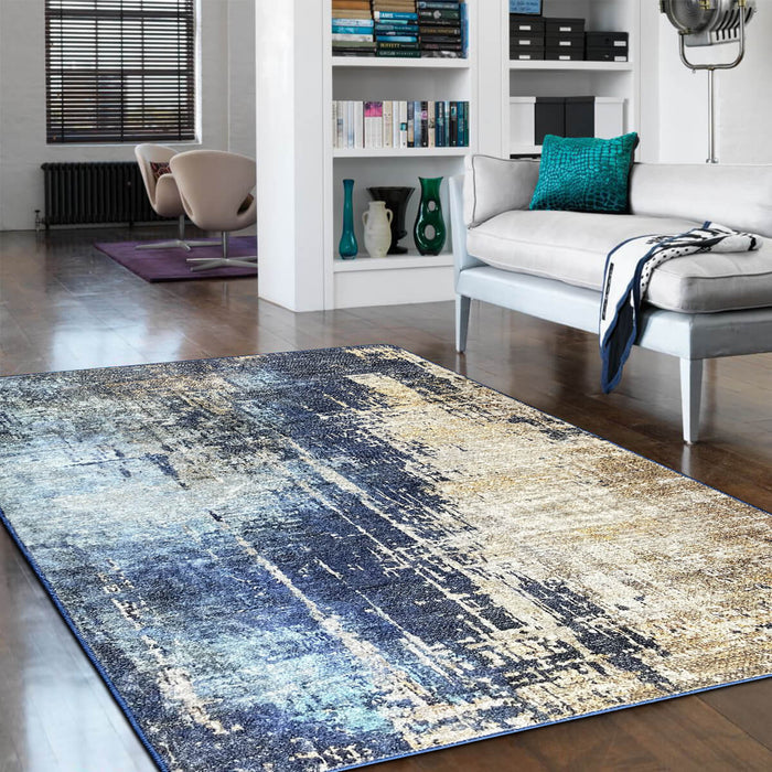 Airgugu Modern Minimalist Blue Brown Ink Rug