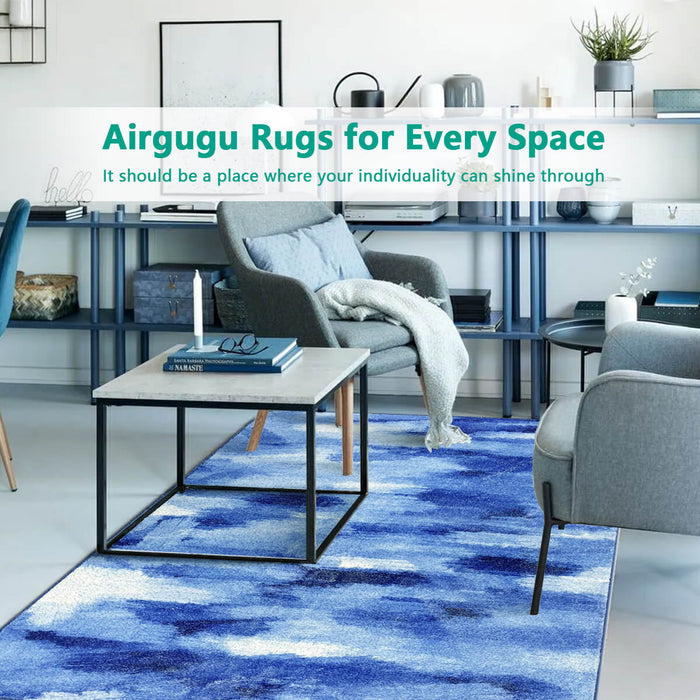 Airgugu Modern Minimalist Blue & White Ink Rug