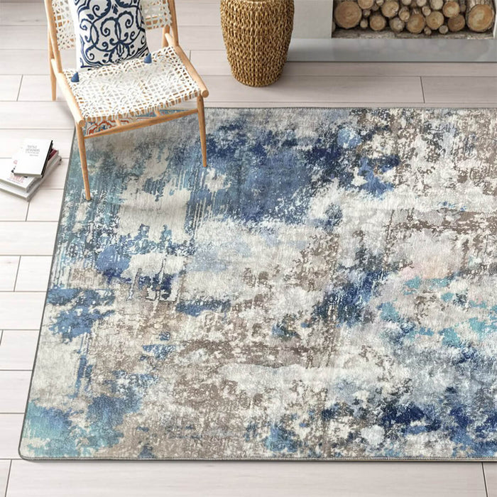 Airgugu Modern Minimalist Blue Gray Ink Rug