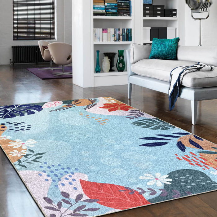 Airgugu Earth Garden Colorful Plant Blue Rug