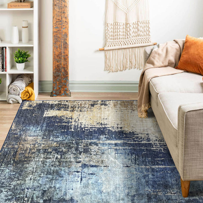 Airgugu Modern Minimalist Blue Brown Ink Rug