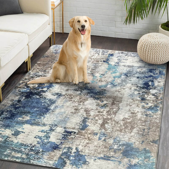 Airgugu Modern Minimalist Blue Gray Ink Rug