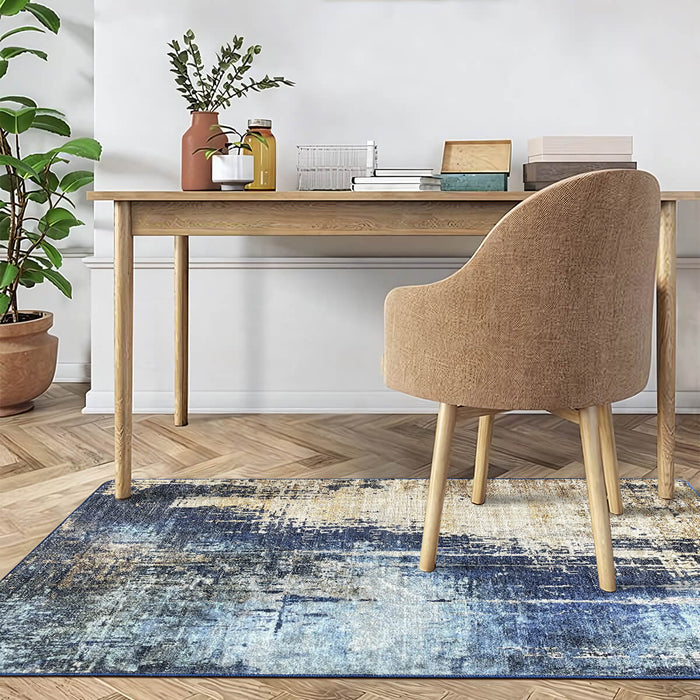 Airgugu Modern Minimalist Blue Brown Ink Rug