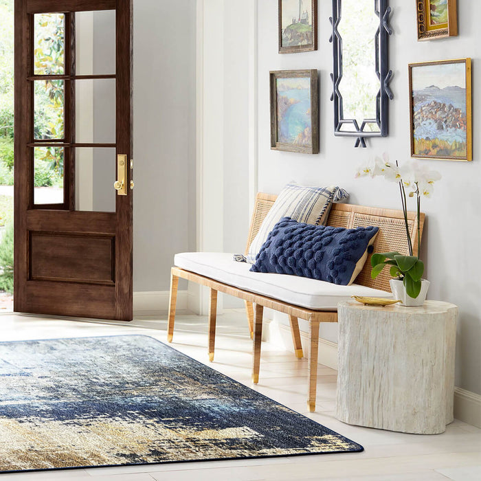 Airgugu Modern Minimalist Blue Brown Ink Rug