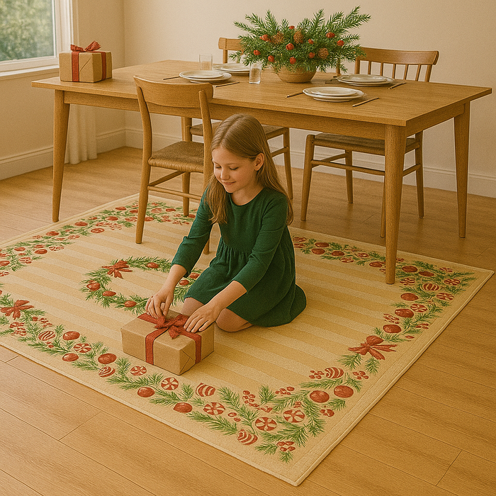 Airgugu New Themed Area Carpet with Wreath & Ornament Border Rugs