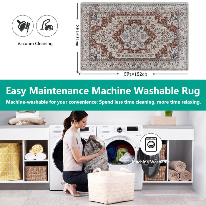 Airgugu Heritage Classique White Brown Art Print Rug
