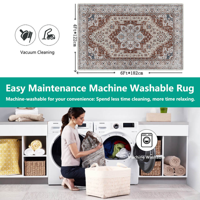 Airgugu Heritage Classique White Brown Art Print Rug