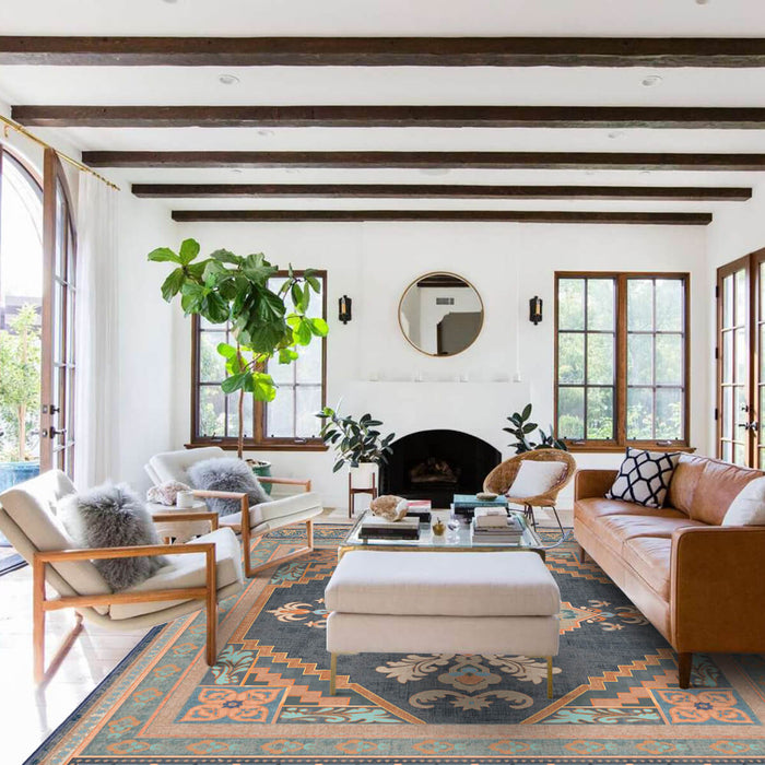 Airgugu Heritage Classique Orange Flower Medallion Rug