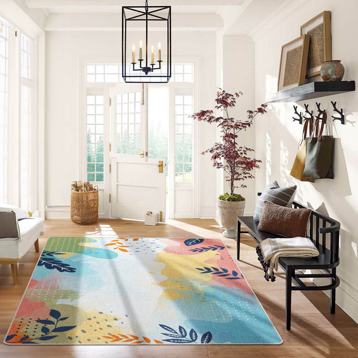 Airgugu Earth Garden Multicolor Botanical Leaves Rug