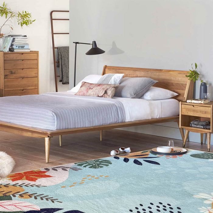Airgugu Earth Garden Colorful Plant Blue Rug