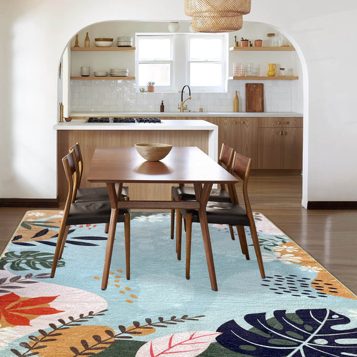 Airgugu Earth Garden Colorful Plant Blue Rug