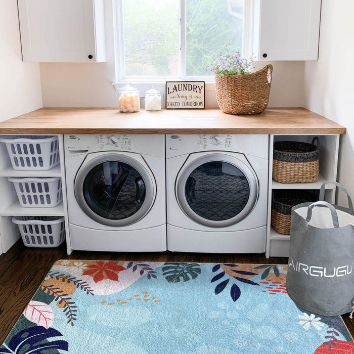 Airgugu Earth Garden Colorful Plant Blue Rug