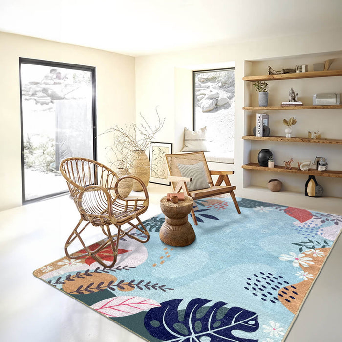 Airgugu Earth Garden Colorful Plant Blue Rug