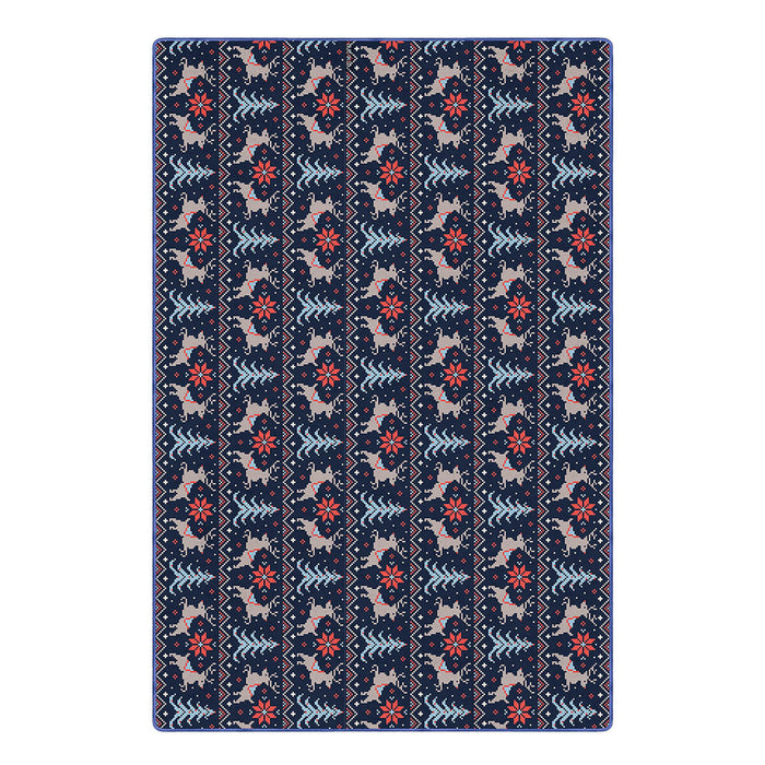 Dark Blue Christmas Rree Reindeer Rug🎄🔥