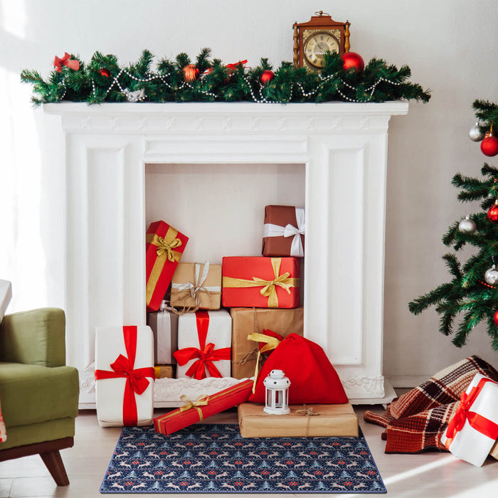 Airgugu Dark Blue Christmas Rree Reindeer Rug🎄🔥