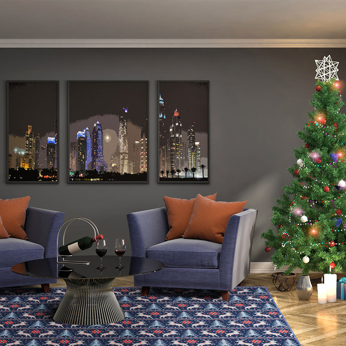 Airgugu Dark Blue Christmas Rree Reindeer Rug🎄🔥
