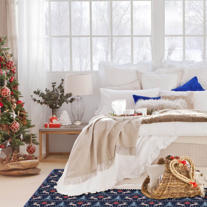 Airgugu Dark Blue Christmas Rree Reindeer Rug🎄🔥