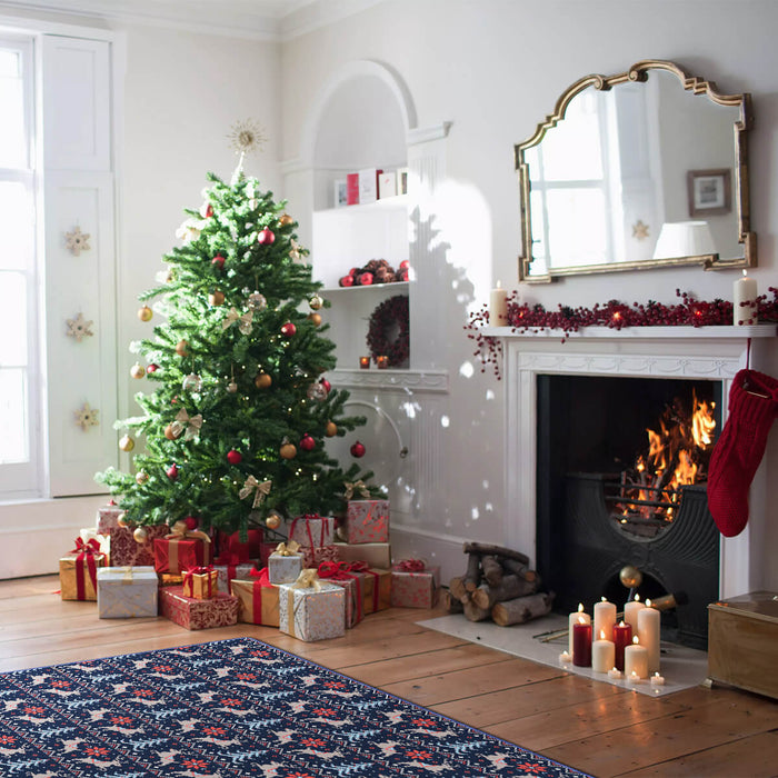 Airgugu Dark Blue Christmas Rree Reindeer Rug🎄🔥
