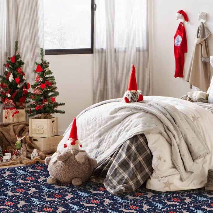 Airgugu Dark Blue Christmas Rree Reindeer Rug🎄🔥