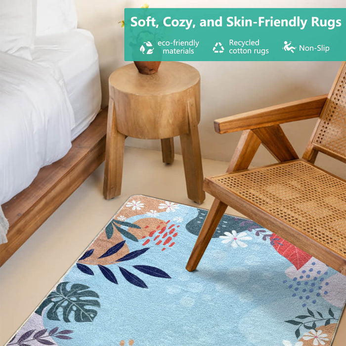 Airgugu Earth Garden Colorful Plant Blue Rug