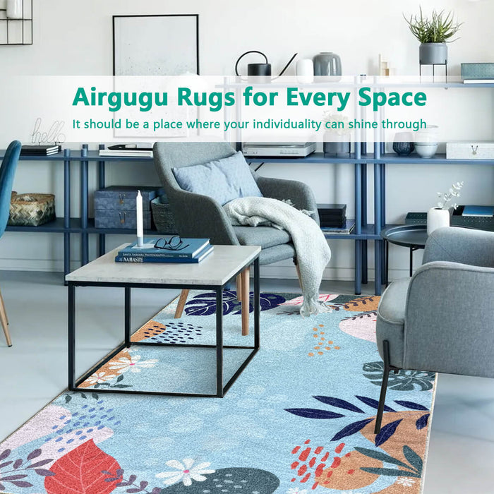 Airgugu Earth Garden Colorful Plant Blue Rug