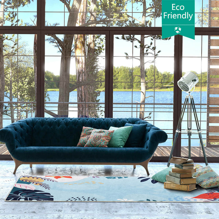 Airgugu Earth Garden Colorful Plant Blue Rug