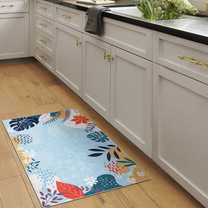 Airgugu Earth Garden Colorful Plant Blue Rug